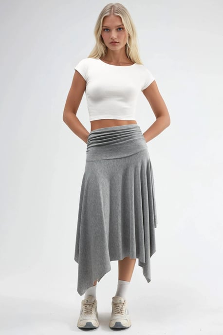 Zachte Touch Asymmetrische Midi Rok - Image 6