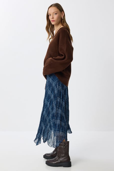 Hoge Taille Asymmetrische Midi Rok met Rits - Image 1