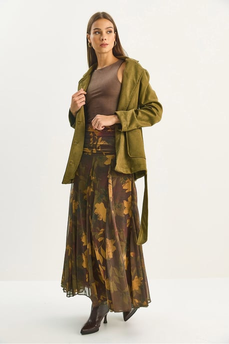 Hoge Taille Etnische Print Midi Rok - Image 3