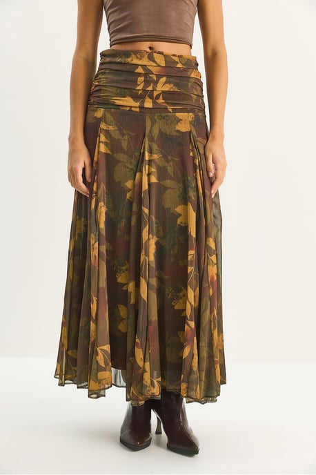 Hoge Taille Etnische Print Midi Rok - Image 6