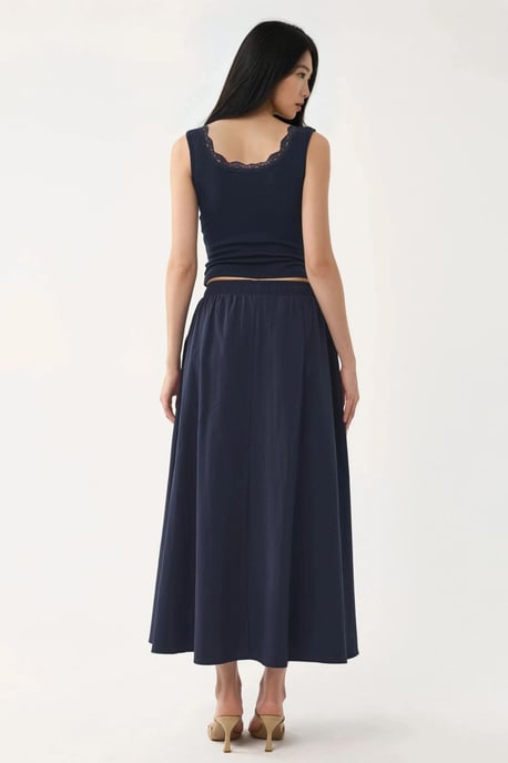 Elastische Taille Midi Rok met Zakken - Image 3