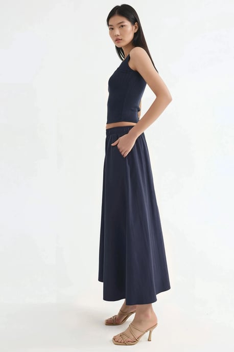 Elastische Taille Midi Rok met Zakken - Image 4