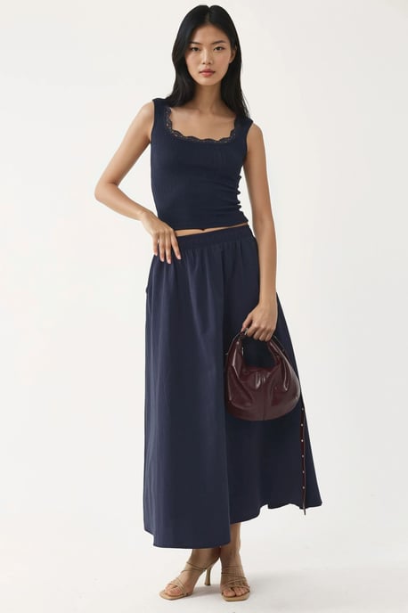 Elastische Taille Midi Rok met Zakken - Image 5