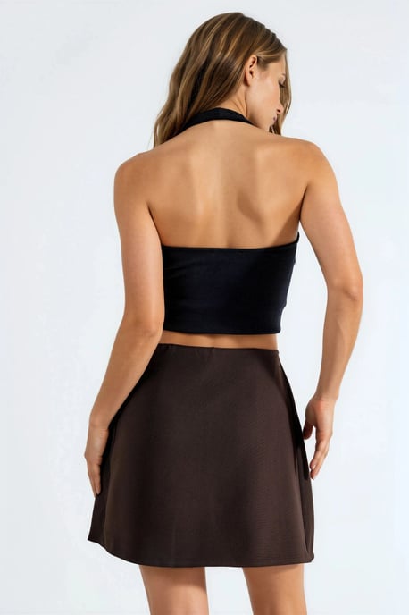 Hoge Taille Mini A-Lijn Skort met Strikdetail - Image 3