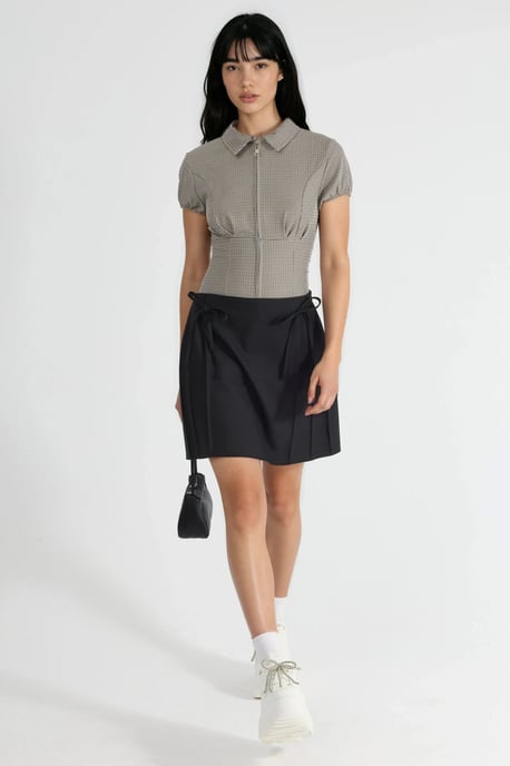 Hoge Taille Mini A-Lijn Skort met Strikdetail - Image 6