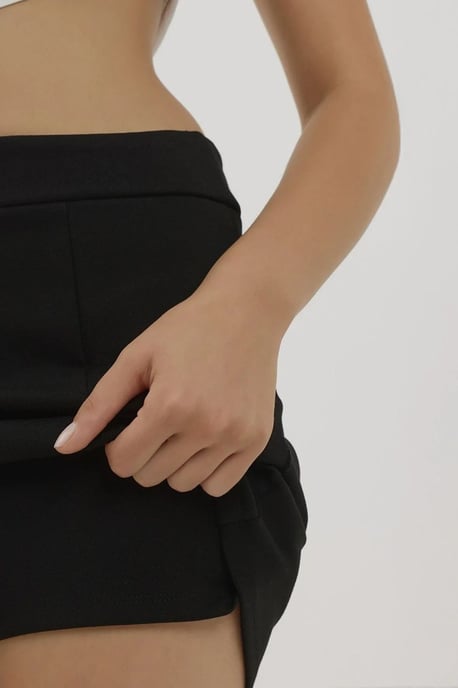 Texturerade Mini Skorts med Elastisk Midja - Image 2