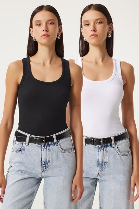 Fitted U-hals Gebreide 2-Pack Tanktop - Image 1