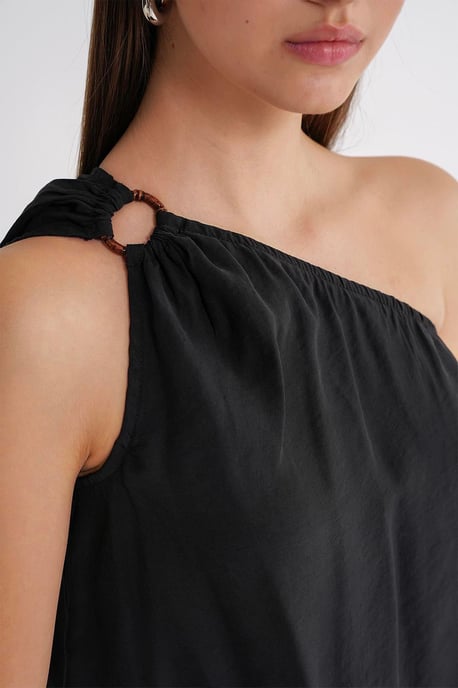 Asymmetrisk Krage Accessoar Detaljerad Topp - Image 4