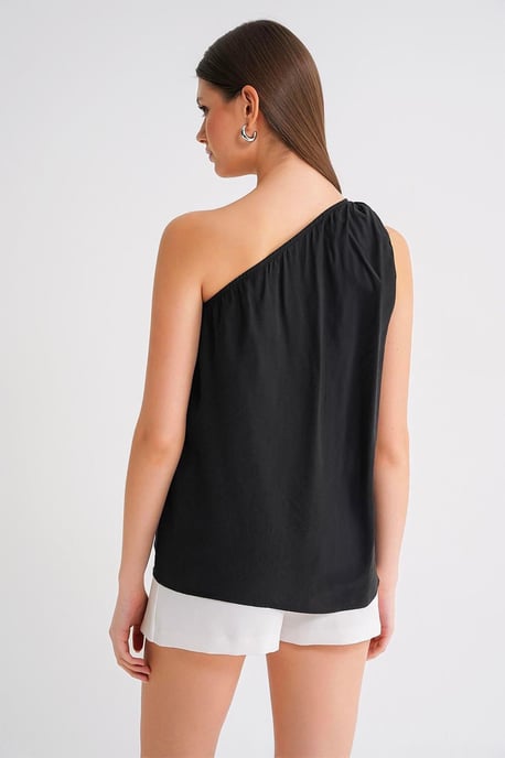 Asymmetrisk Krage Accessoar Detaljerad Topp - Image 5