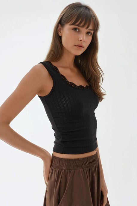 Lace Detail U Collar Tank Top - Image 2