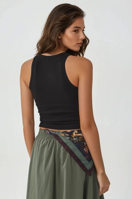 Fitted U Collar Knitted Tank Top - Image 3