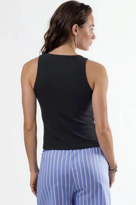V-hals Geribbelde Viscosemix Tanktop - Image 5