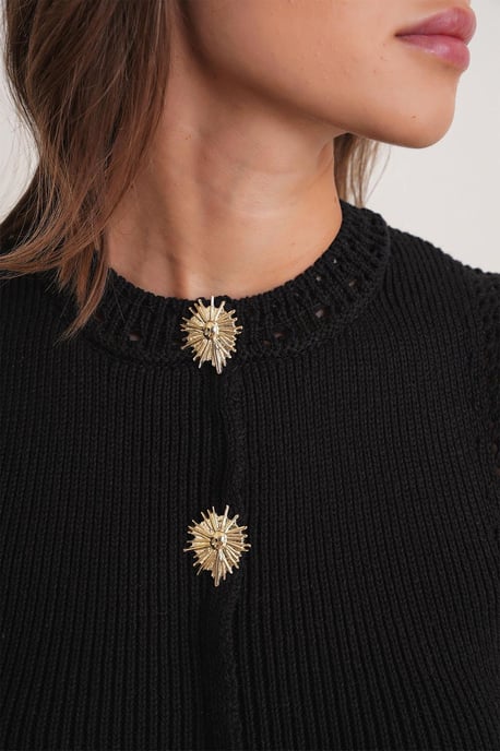 Texturerad Stickad Cropp Topp med Knappar - Image 6