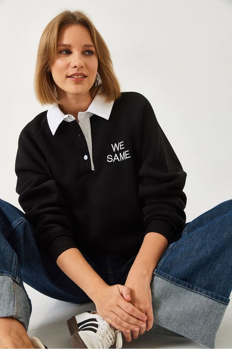 Geborduurde Polo Kragen Lange Mouwen Sweatshirt - Image 2