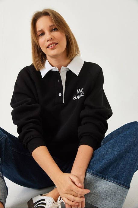 Geborduurde Polo Kragen Lange Mouwen Sweatshirt - Image 3