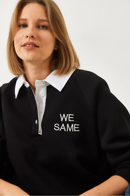 Geborduurde Polo Kragen Lange Mouwen Sweatshirt - Image 4