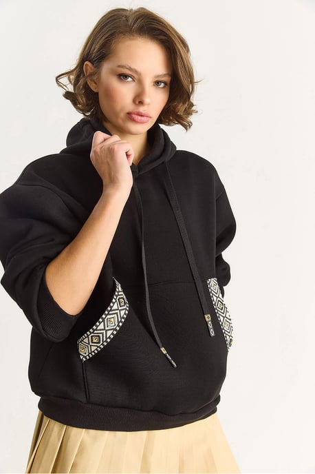 Hoodie med avslappnad passform i akryl - Image 2