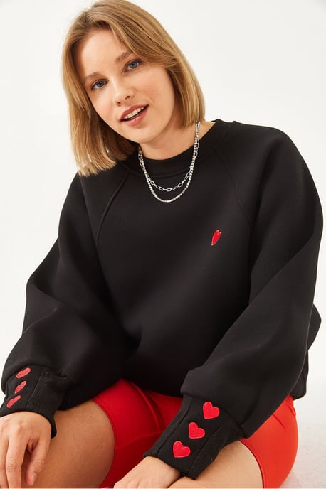 Geborduurde Ronde Hals Lange Mouwen Sweatshirt - Image 2