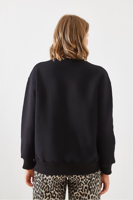 Ronde Hals Katoenen Sweatshirt met Motto Print - Image 4