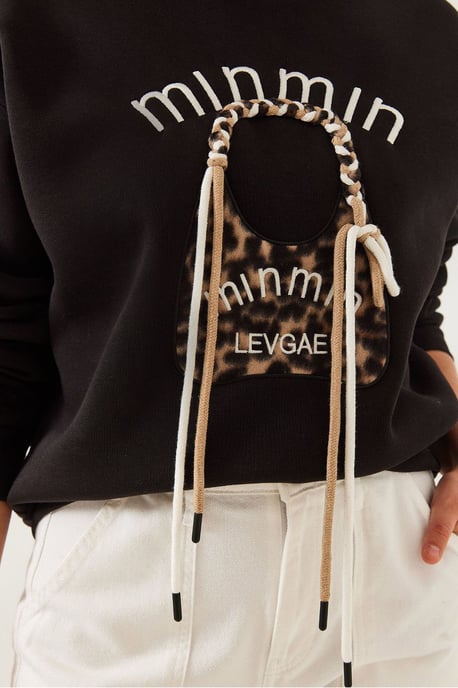 Broderad leopardtryck crew neck sweatshirt - Image 3