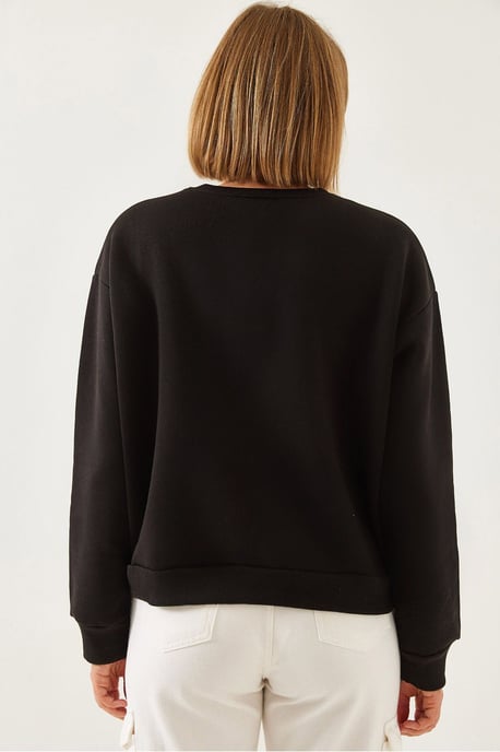 Broderad leopardtryck crew neck sweatshirt - Image 4