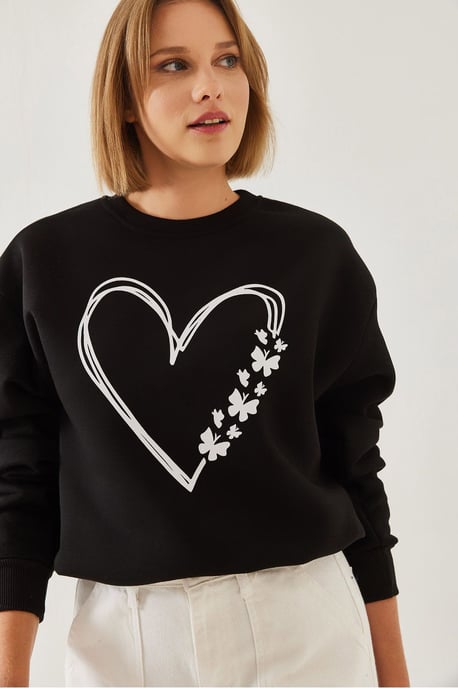 Geprinte Crew Neck Relaxed Fit Sweatshirt - Image 2