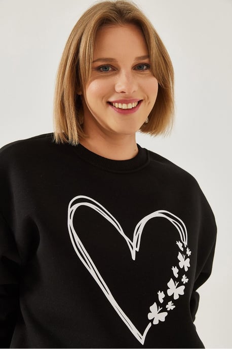 Geprinte Crew Neck Relaxed Fit Sweatshirt - Image 3