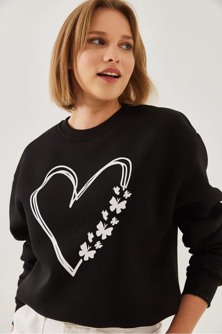 Geprinte Crew Neck Relaxed Fit Sweatshirt - Image 4