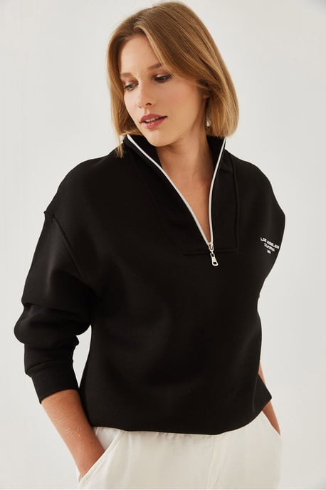 Oversized Gebreide Ritskraag Sweatshirt - Image 3
