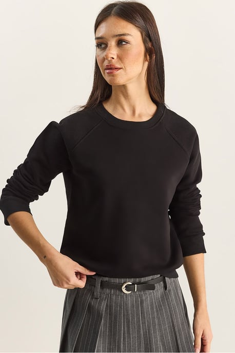 Relaxed Fit Crew Neck Knitted Sweatshirt - Image 1