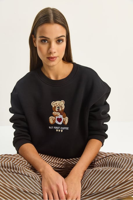 Geborduurde Crewneck Lange Mouw Sweatshirt - Image 2