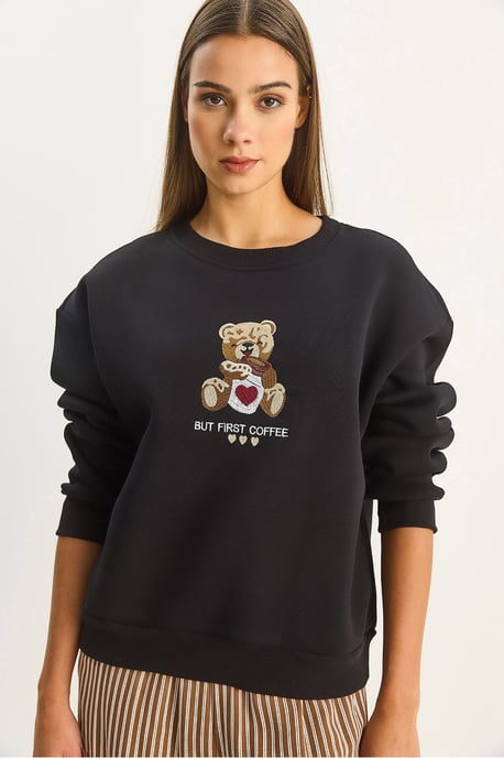 Geborduurde Crewneck Lange Mouw Sweatshirt - Image 6