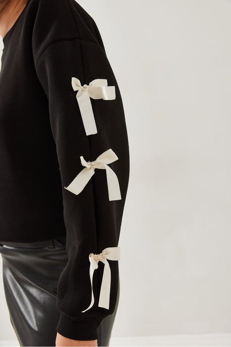 Crewneck Relaxed Fit Sweatshirt met Strik - Image 3