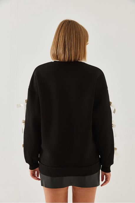 Crewneck Relaxed Fit Sweatshirt met Strik - Image 4