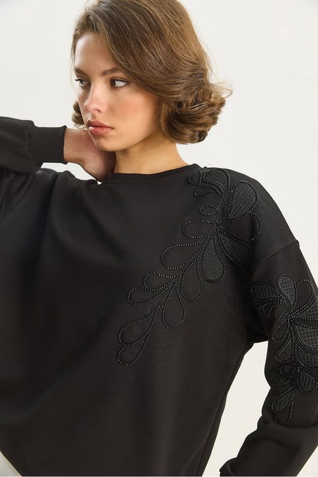 Broderad Crewneck Tröja med Lång Ärmar - Image 2
