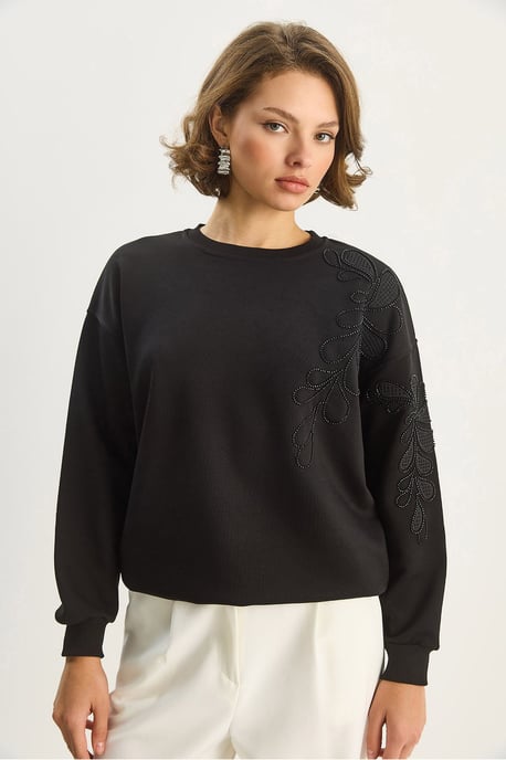 Broderad Crewneck Tröja med Lång Ärmar - Image 3