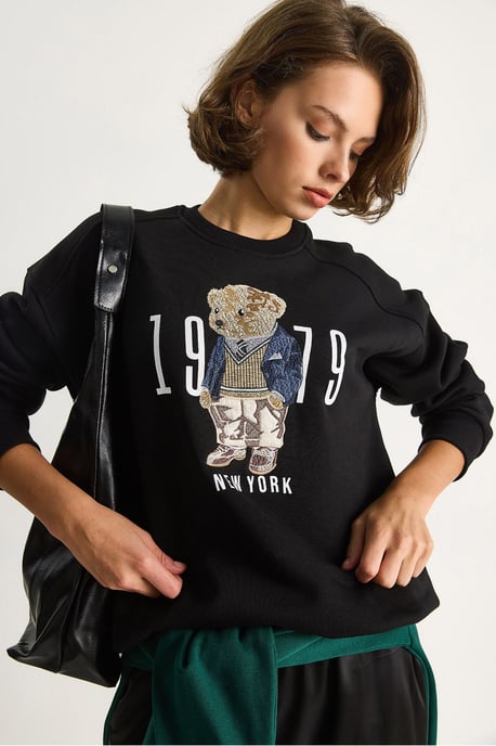 Relaxed Fit Printed Crew Neck Sweatshirt - Image 3