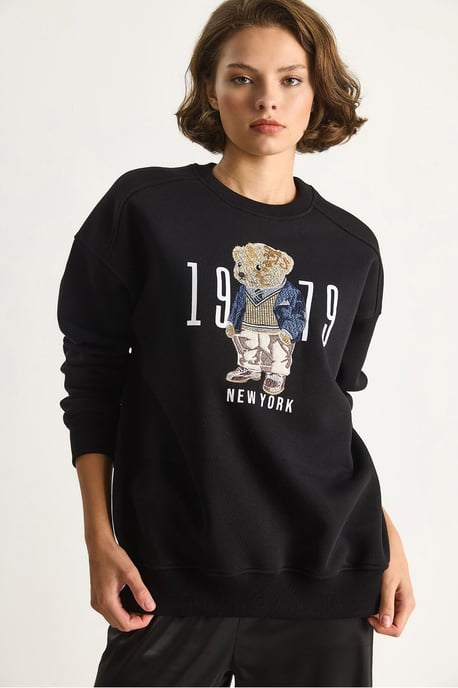 Relaxed Fit Printed Crew Neck Sweatshirt - Image 4