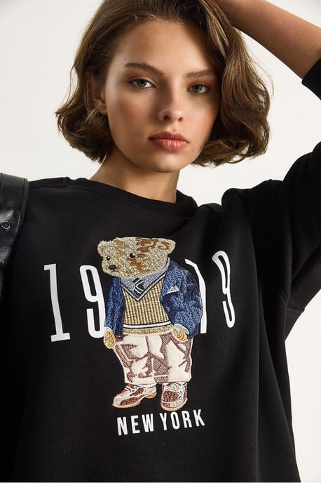 Relaxed Fit Printed Crew Neck Sweatshirt - Image 5