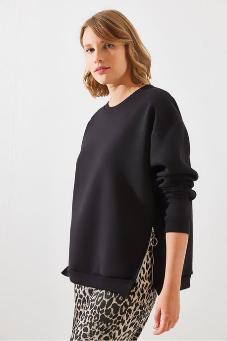 Sweater met Ritsdetail en Ronde Hals - Image 2