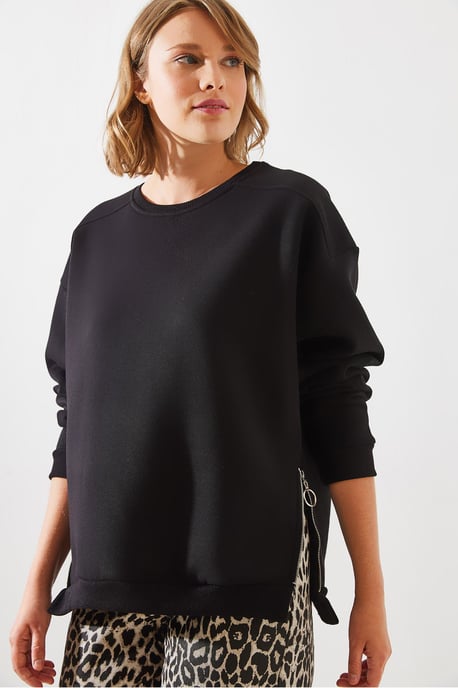 Sweater met Ritsdetail en Ronde Hals - Image 3