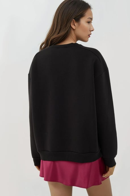 Textured Crew Neck Sweatshirt with Zipper Detail - Image 4
