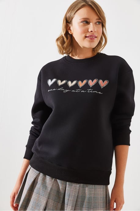 Zweetshirt met Hartpatroon en Ronde Hals - Image 2