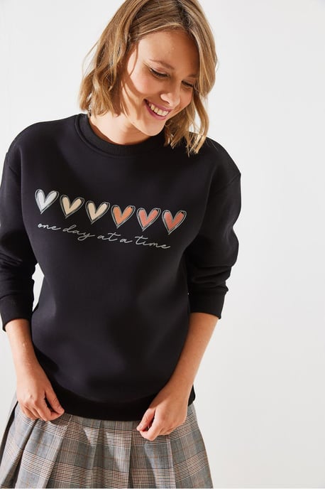 Zweetshirt met Hartpatroon en Ronde Hals - Image 4