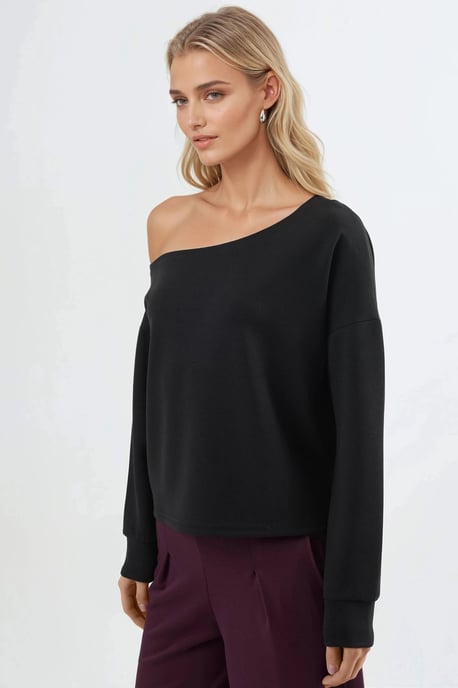 Asymmetrische Kraag Relaxed Fit Sweatshirt - Image 2