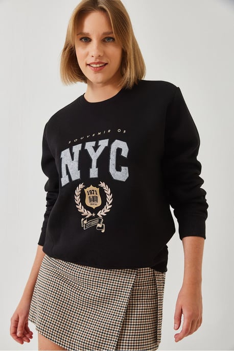 Geborduurde Ronde Hals Katoenen Sweatshirt - Image 2