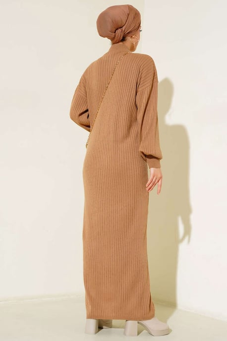 Maxi Turtleneck Ribbed Knit Dress - Image 4