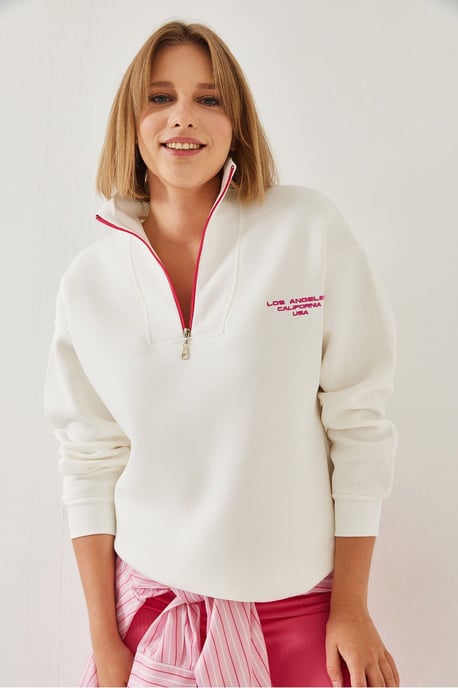 Oversized Gebreide Ritskraag Sweatshirt - Image 3