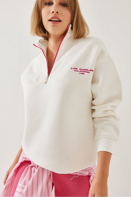 Oversized Gebreide Ritskraag Sweatshirt - Image 4