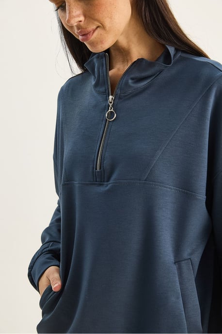 Relaxed Fit Ritskraag Gebreide Sweatshirt - Image 6